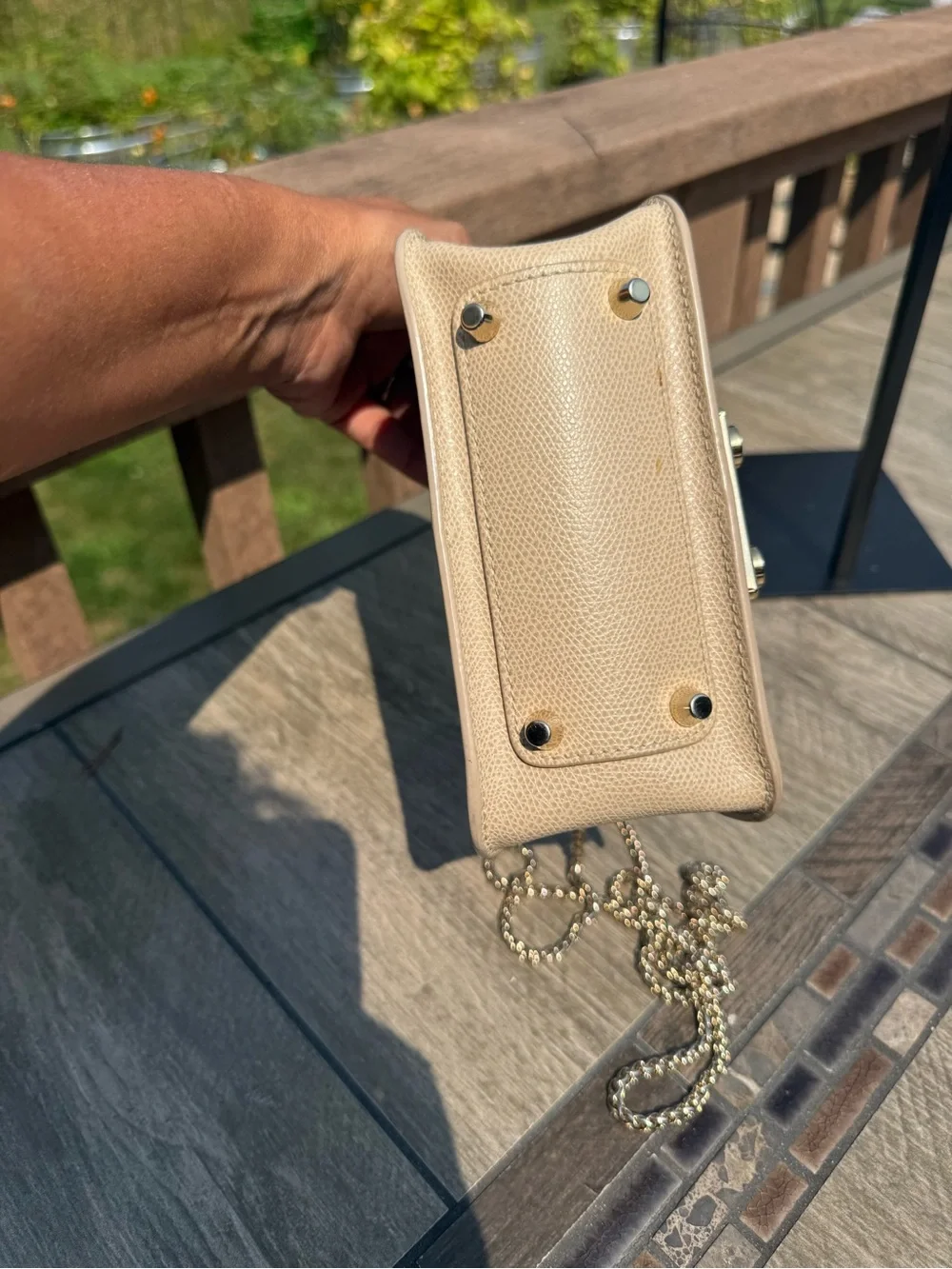 EUC Furla Metropolis Mini Beige Leather Crossbody Bag